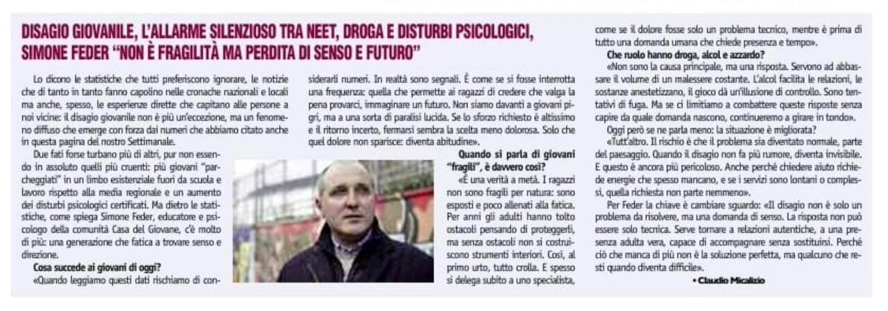 disagio giovanile a Pavia Simone Feder